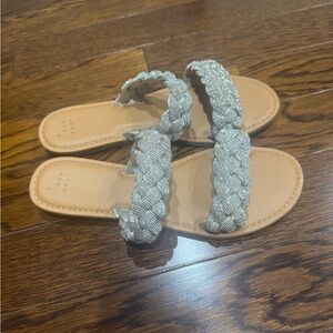 A New Day, Chunky Braided Straps with Rhinestone Embellishment, Size 9.5